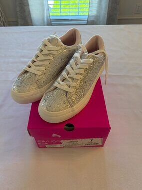Sugar Silver Rhinestone Size 7 Sneakers New with box